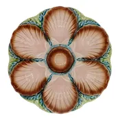 1940s French Art Deco Blue Green and Peach Ceramic Oyster Plate — Heirloom House Antiques