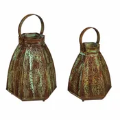 Green Oxide Metal Lanterns Set of 2