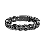 12.0mm Antique-Finish Link Chain Bracelet in Solid Stainless Steel with Black Ion Plate - 8.5"