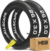 HEB Allscape 26x3" Tubes- 2 Heavy Duty Bike Tubes for Ebike Tires (Set Of 2 Tubes)