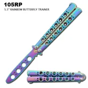 Butterfly Training Knife Rainbow TI-Coated Stainless-Steel Blade & Handle SKU 105RP