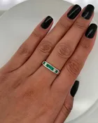 0.55Carat Diamond and Emerald Ladies Wedding Band