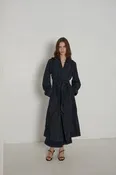 Frida Full Length Leather Wrap Coat in Midnight Suede