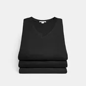 3 Pack Short Sleeve V Neck Tee - Black