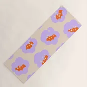 Bold Floral Toss Lavender Purple, Tangerine Orange, Cream Ivory, Playful Home Decor Yoga Mat