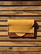 Mixed Leather Minimal Wallet - American Artisanal Leather Purses and Bags. Woman Owned Small Biz from Mchenry | Chicago IL.