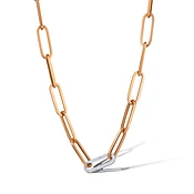 14K Rose Gold Round Cut Diamond Link Paperclip Necklace