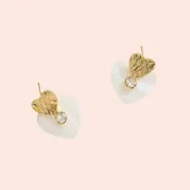 14k Gold Dipped Mother Of Pearl Heart Earrings
