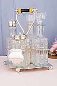 Antique English 4-Piece Silverplate & Glass Cruet Set