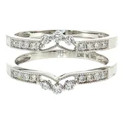 14K White Gold Diamond Ring Jacket Enhancer Wedding Band Size 6