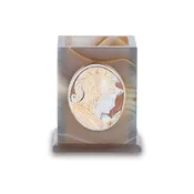 Agate Pen Cup with Shell Cameo