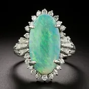 Estate Opal with Diamond Halo Ring