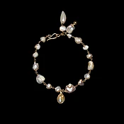 American Natural Pearl Luxe Charm Bracelet