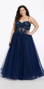 3D Flower Embroidered Corset Ballgown