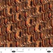 Fabric Blank Quilting Brown Cowboy Boots Spurs & Spirit by the Quarter Yard 4523-39