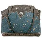 Annie’s Secret Zip Top Half Moon Tote with Conceal Carry Pocket - Hand Tooled Genuine Leather