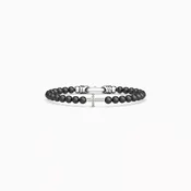 Cross Bracelet in Sterling Silver With 6mm Onyx Beads | Bixlers®