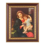 11 1/2" x 13 1/2" Cherry Frame with Gold Trim with an 8" x 10" Madonna of the Grapes Print