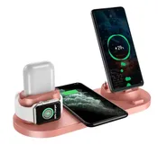 6-in-1 Wireless Charging Station Fast Qi Pad for Smartphones, Smartwatches & Tablets
