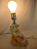 Vintage Pastel Circus Bear on Bicycle Childrens Electric Lamp