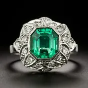 Estate 2.15 Carat Colombian Emerald and Diamond Ring - GIA F1