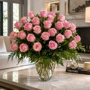 36 Pink Roses in Round Arrangement