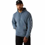 Ariat 10071246 Men's Rebar Lightweight Logo Hoodie - Baleen Blue Heather/Dusty Blue