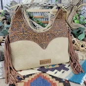 Fringe Floral Tooled Hobo Bag by Wrangler WG265-3027BR-TN