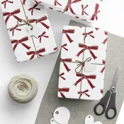 COQUETTE BOW CRIMSON AND WHITE WRAPPING PAPER