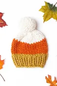 Candy Corn Pompom Hat (Knit)