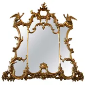 19th Century Chinese Chippendale Overmantel Mirror with HO HO Birds