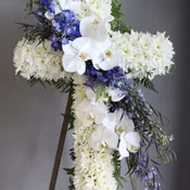 Funeral Cross white and blue