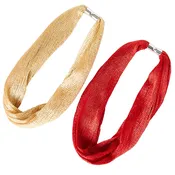 Metallic Necklace Scarf with Magnetic Clasp - Set of 2