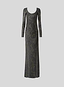 CHENILLE JACQUARD LONG DRESS WITH PAISLEY FOLIAGE MOTIF