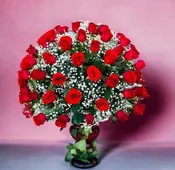 100  RED ROSES IN A VASE