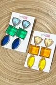 3 Color Mix Geometric Link Earrings -2 Colors