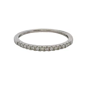 10kt White Gold and Diamond Thin Dainty 1.6mm Stackable Wedding Band Ring Size 7