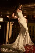 Beaded and Detailed Fit-And-Flare Wedding Dress with Cat-Eye Neckline