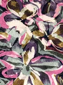 Dark Byzantium/Raw Umber/Charm Pink/Multi 100% Polyester Abstract Floral Print Crinkle Knit 53W