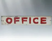 Antique Hand-Painted 3D "OFFICE" Wooden Flange Sign