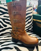 SM: Brown Distress Biker Boot