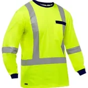 Bisley® Men's X-Back Long Sleeve Shirt, Class 3, 4XL, Hi-Vis Yellow