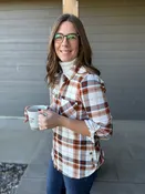 Autumn Rust & Cream Plaid Side-Button Blouse - Relaxed Fit