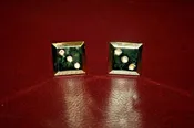 Pair Vintage 0.75" Gold Plated Square Dice Die Cufflinks - #3 - Missing Pearls