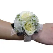 5 White Miniature Rose Wrist Corsage (CBCCLA04)