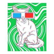 3D Glasses Cat - Print