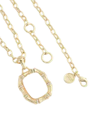 Bamboo w/Stone Pendant Necklace - Mother of Pearl