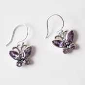 Amethyst Butterfly Earrings Sterling Silver