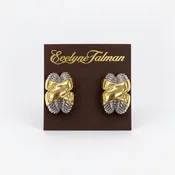 2 Tone Ribbed X Clip-on Earring