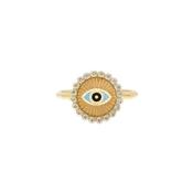 Azura Gold & Diamond Turquoise Open Eye Crown Ring